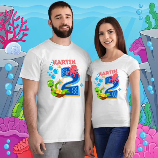 Sea Theme Second Birthday Matching Family T-Shirts - T Bhai