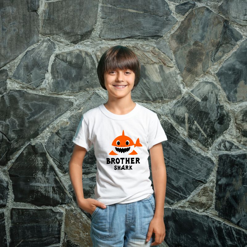 Shark Theme Birthday T-Shirts - Brother Shark T-Shirt for Kids - T Bhai