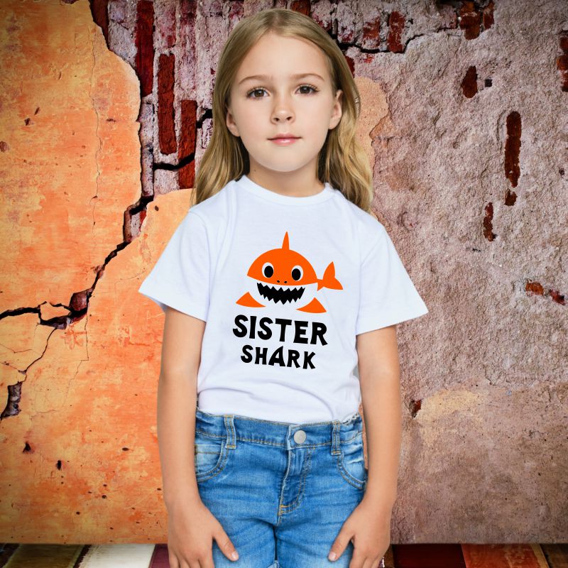 Shark Theme Birthday T-Shirts - Sister Shark T-Shirt for Kids - T Bhai