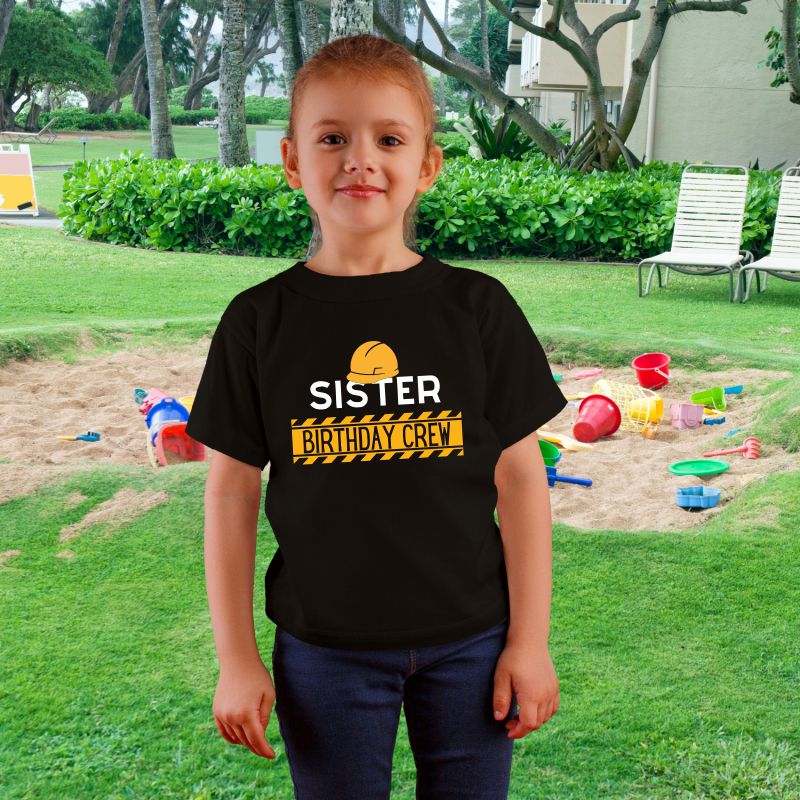 Birthday Crew - Sister Construction Theme T-Shirt for Kids - T Bhai