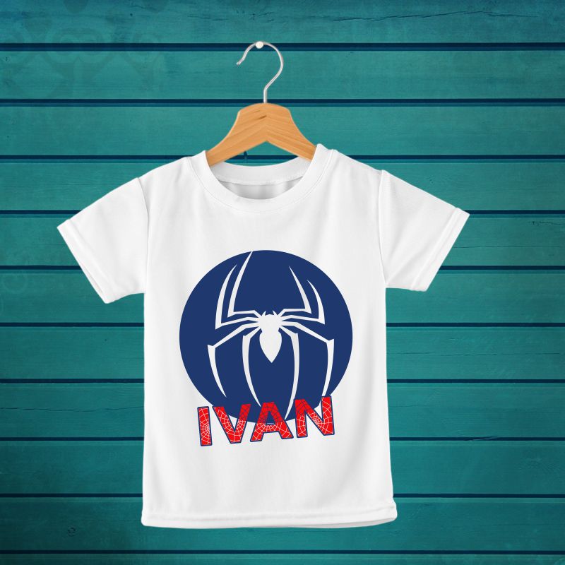 Spiderman Themed Custom Name T-Shirt for Kids - T Bhai