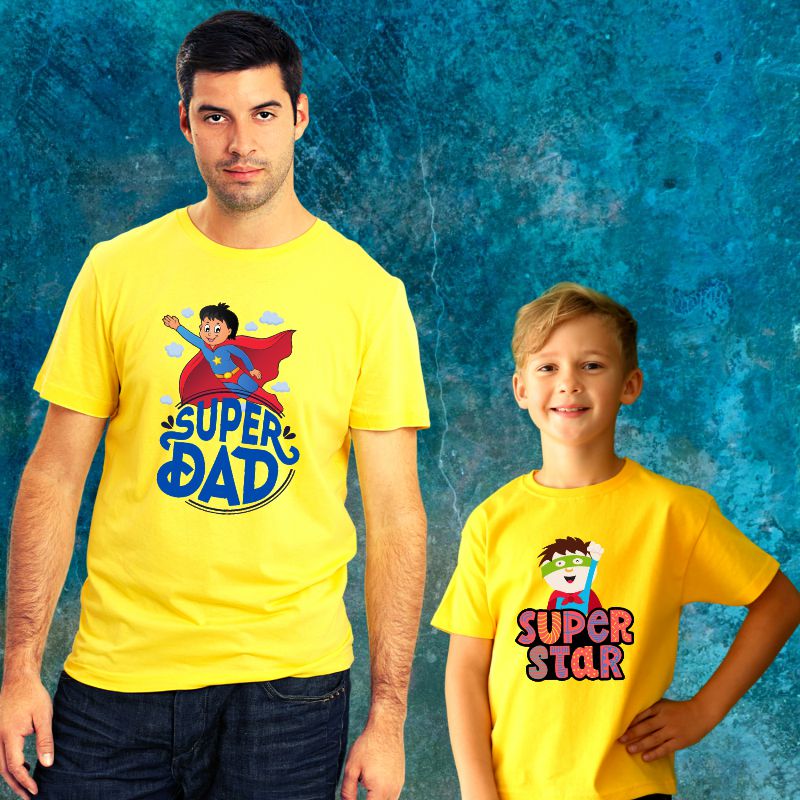 Super Dad and Super Star Twinning T-Shirts for Father & Son - T Bhai