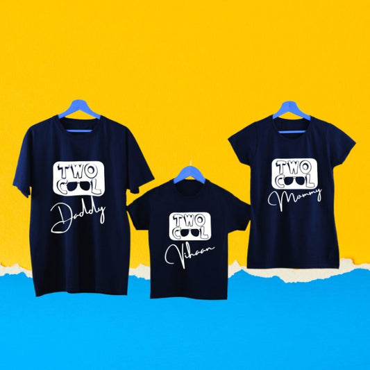 Custom Name Two Cool Matching Family T-Shirts for Second Birthday - T Bhai