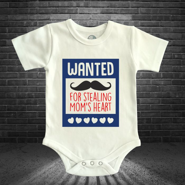 Wanted for Stealing Mom's Heart Onesie for Baby Boys & Baby Girls - T Bhai