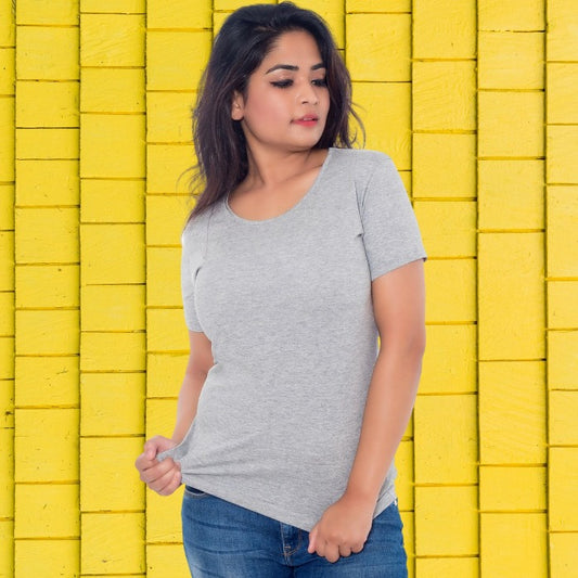 Women's Plain T-Shirt Grey - T Bhai