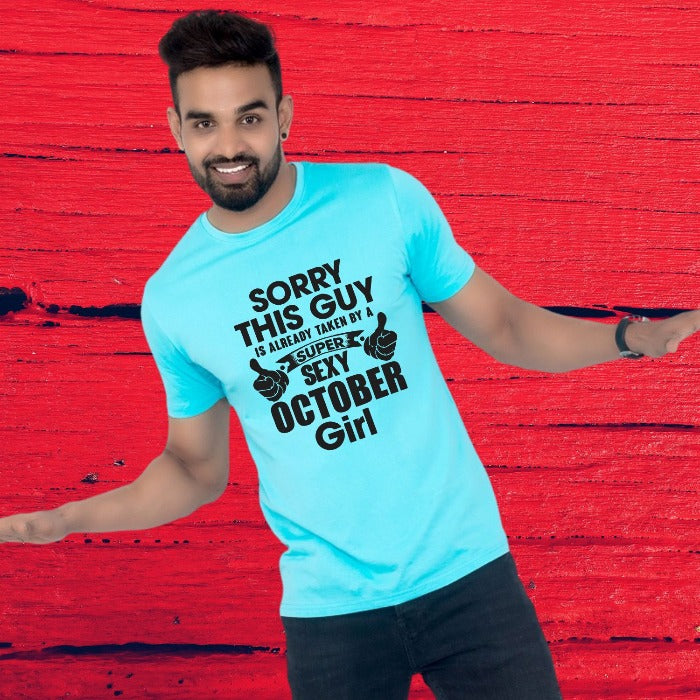 Zodiac Signs Guy Taken by a Custom Month Girl T-Shirt for Men - T Bhai