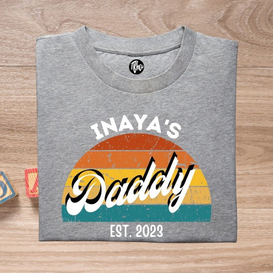 Daddy Est 2023 - Promoted to Daddy Customised T-Shirt with Baby Name - T Bhai